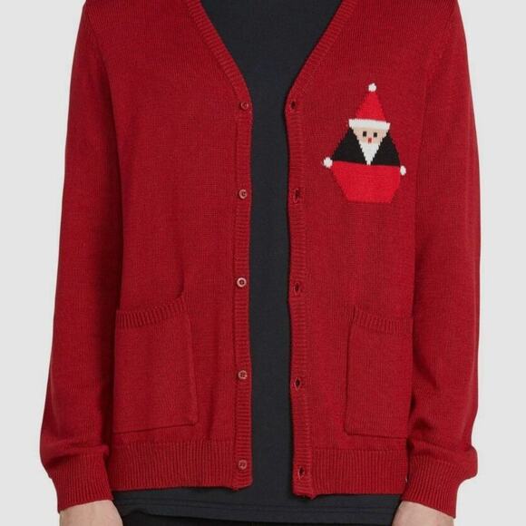 VOLCOM | Santastone Red Graphic Cardigan Size Small Christmas Holiday Cotton - Picture 4 of 9